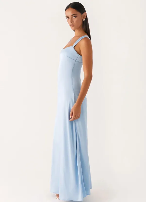 Peppermayo Maxi Dress Blue Satin - Image 2