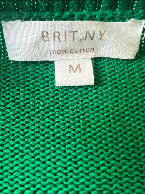 BRIT.NY Green Golf Love Embroidered Cotton Knit Crewneck Sweater Size M Preppy M - Image 4