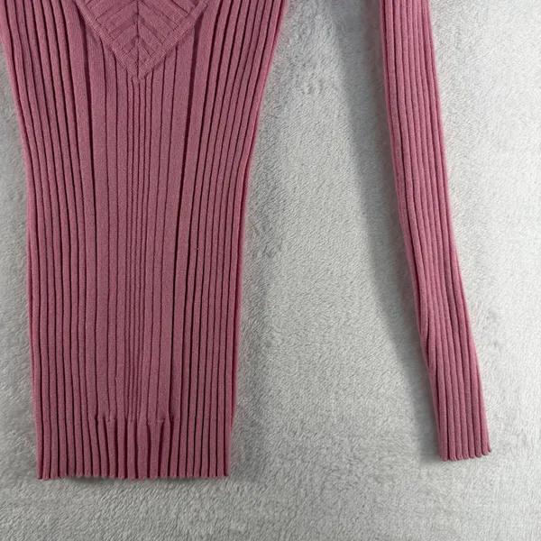 VTG‎ Y2K Its Our Time S Small Sweater Rib V-Neck Coquette Retro Preppy 90s Twee - Image 5