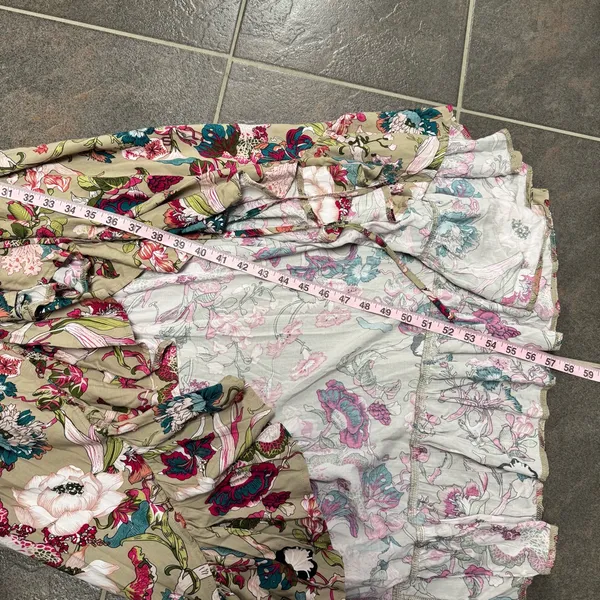 NEW BALIelf Made by Hand Carmen Wrap Short Sleeve Maxi Dress Beige Floral XL - Image 13