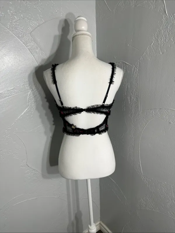 For Love And Lemons Black Floral Embroidered Lace Bustier - Image 3