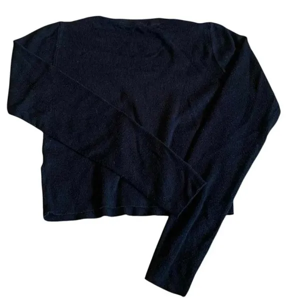 Brandy Melville Black Ribbed Long Sleeve‎ Crop Top Sweater Viscose One Size XS/S - Image 2