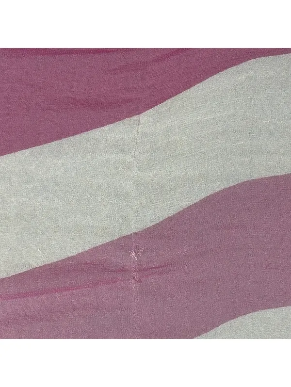Vintage 70's Vera Neumann Vintage Pink, White, and Gray Striped Scarf - Image 11