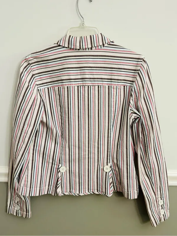 LOFT Striped Linen-Blend Blazer Jacket | Cropped Lightweight Preppy - Image 2