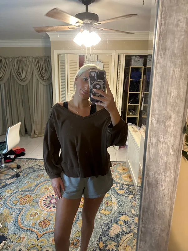 Altar'd State Off-The-Shoulder Brown Sweater - Image 2