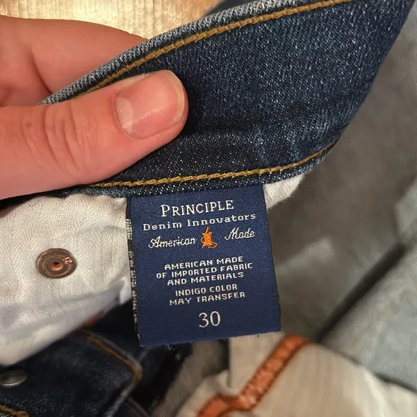 Women’s Principle denim jeans size 30 preppy pink stripe dark wash‎ straight - Image 4