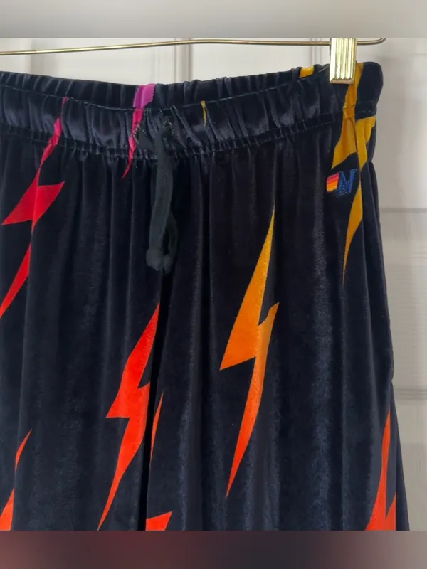 Aviator Nation Black Velvet Hoodie and pants set Multicolor Lightning Bolt - Image 10