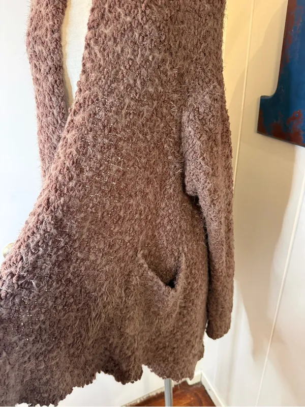 Vici Taupe Fuzzy Open Front Cardigan Sweater Sz S/M - Image 3