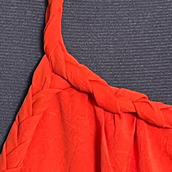 Maxi Dress Halter Boho chic Romantic Tiered Orange M Fairy Cottage Core Festival - Image 5