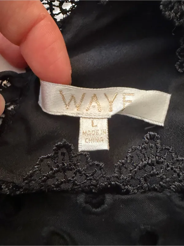 WAYF black eyelet mini dress - Image 3