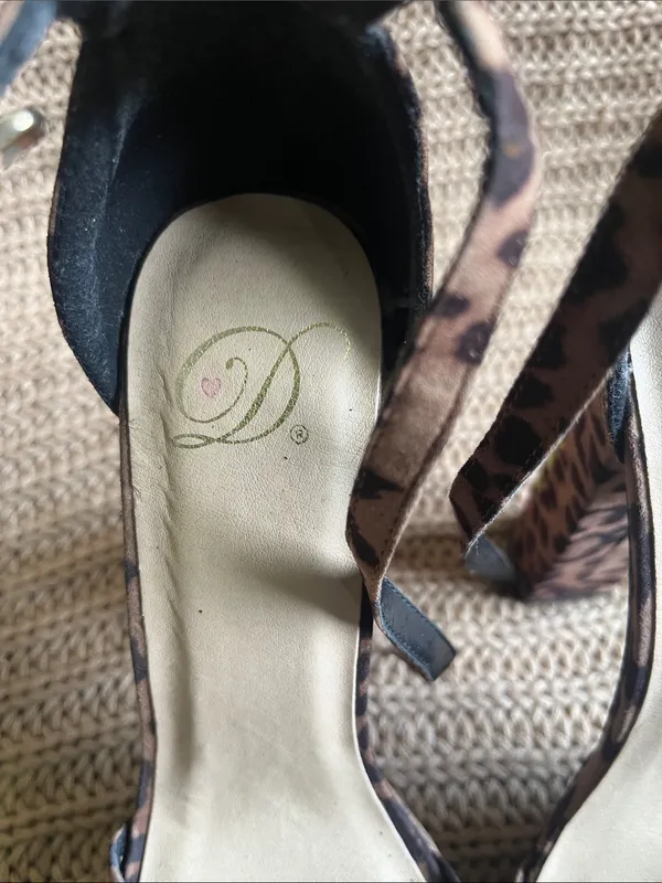 Dream Pairs Leopard Print Ankle-Strap Heels with Pink Floral Embroidery - Image 2