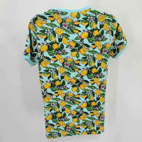 Vera Bradley Pajama Shirt Womens S Blue Yellow Lemon Grove Ribbed Cotton Tee NEW - Image 2