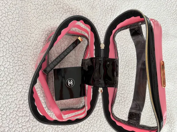 Victoria's Secret clear pink strip Cosmetic Bag - Image 10