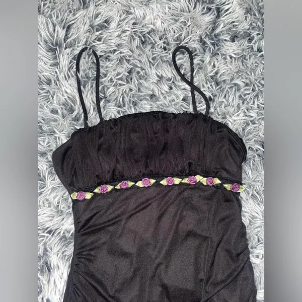 Dollskill Delia’s Black mesh ruffle slip dress - Image 2