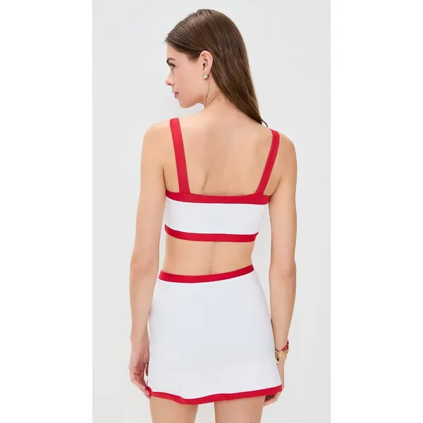 Reformation NWT Adelina Ecomove White Sports Bra Red Trim Size Medium - Image 2