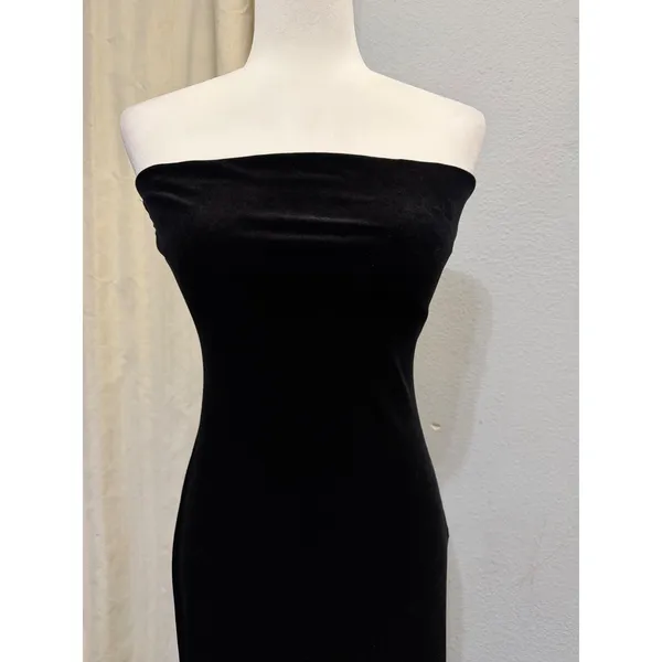 Misty Rose Black Velvet Strapless Maxi Dress M‎ Side Slit Bodycon Gothic Vampire - Image 7