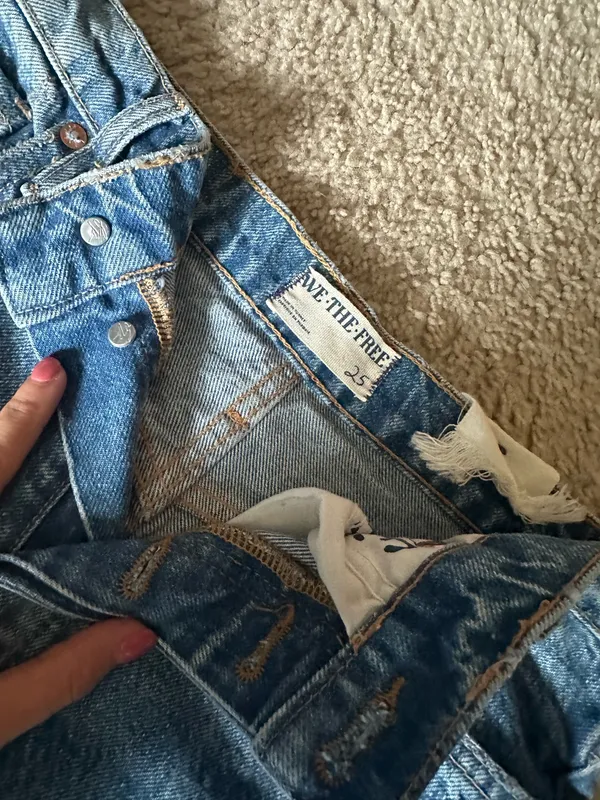 Free People Distressed Straight Leg Jeans - Image 3
