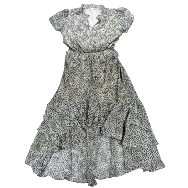 Lovestitch Leopard Print High Low Maxi Dress Brown Tan Smocked Waist Medium - Image 5