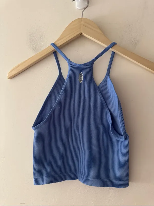 Free People Happiness Runs Crop Ribbed Tank Periwinkle Blue - Image 4