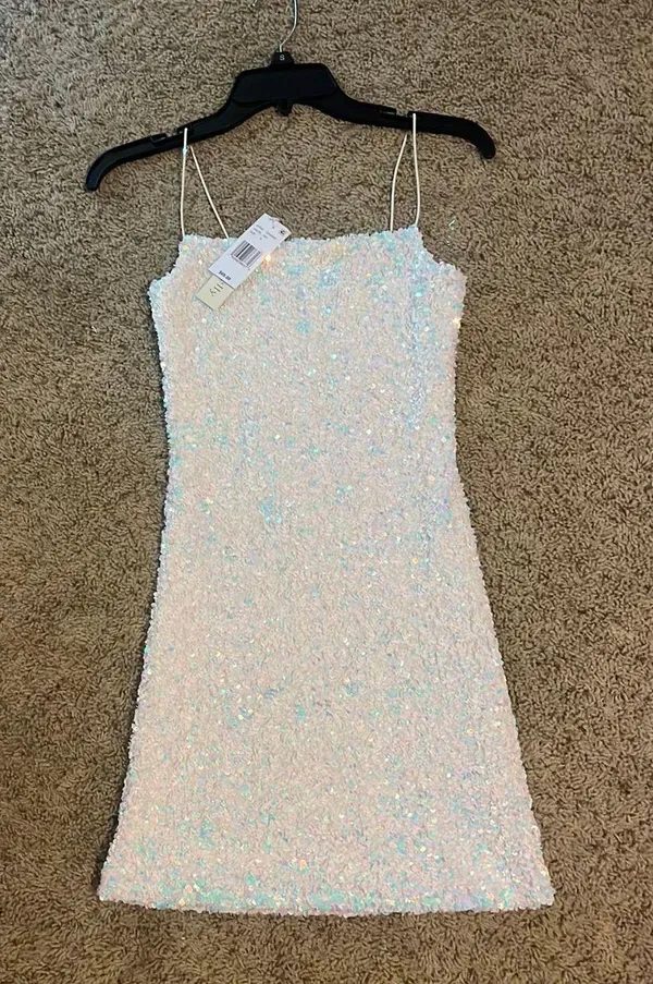 Dillard's White Beaded HOCO Dress - Image 3