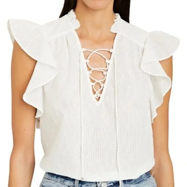Intermix‎ Florance Flutter Sleeve Blouse NEW With Tags - Size S. - Image 2