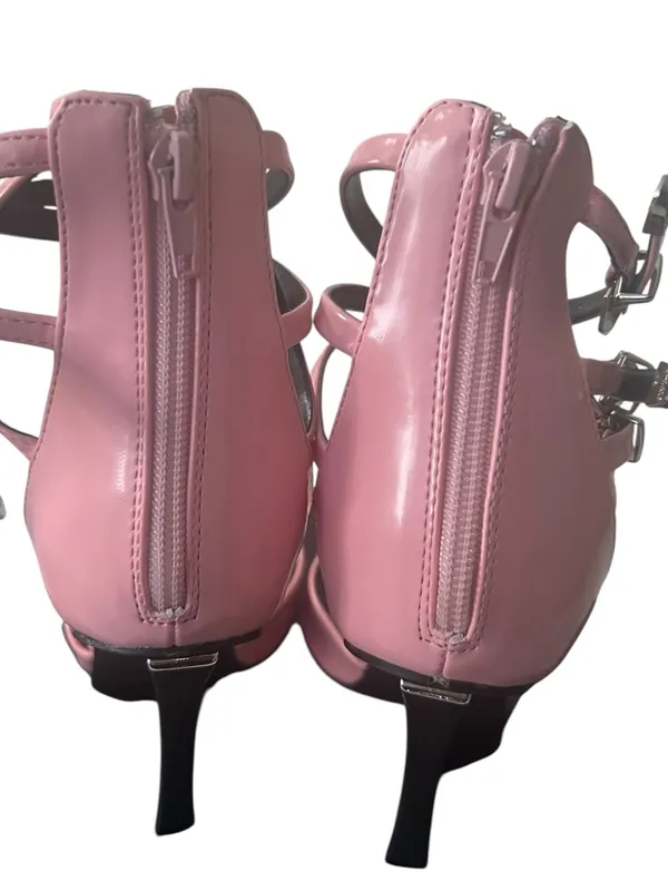 Liliana Pink Patent Pointed-Toe Strappy Heels - Image 7