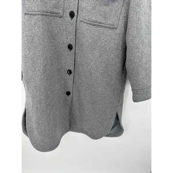 LOFT Womens Heather gray Wool Blend Long Coat Size S‎ Pocket Winter Warm NWT - Image 3