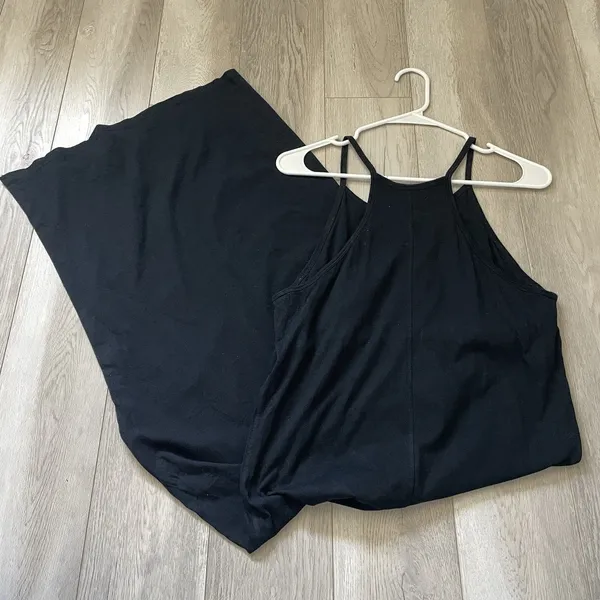 Frame Cami Dress organic pima sleeveless slit tank maxi womens Black (large) - Image 5