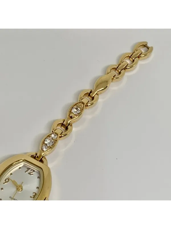 Avon gold tone women’s dress watch crystals 19mm quartz links up to 6.5” running - Image 4