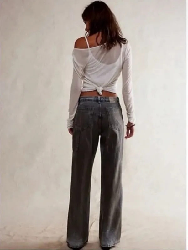 Free People Tinsley Baggy High Rise Jeans 90s Grunge Dirty Wash NWT 27 Short - Image 3