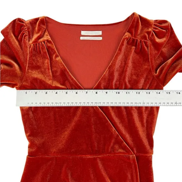 Urban Outfitters Goldmine Velvet Long Sleeve Romper Terra‎ Cotta Orange Size XS - Image 4