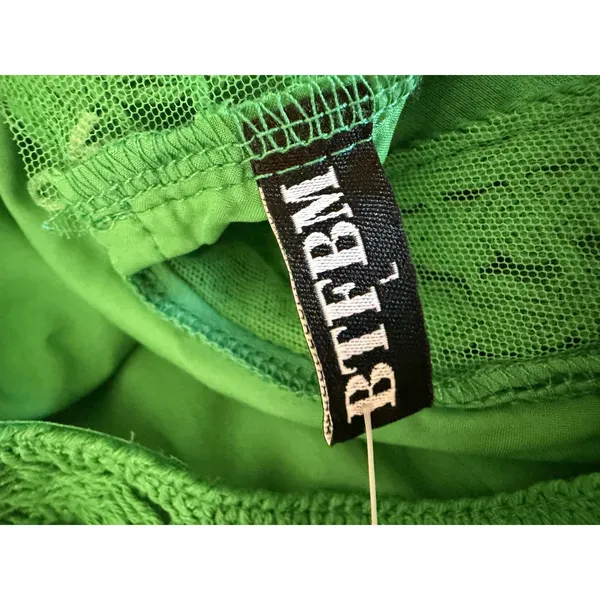 BTFBM‎ Green Crochet Lace Tiered Sleeveless Mini Dress NWT Boho Summer Halter - Image 10