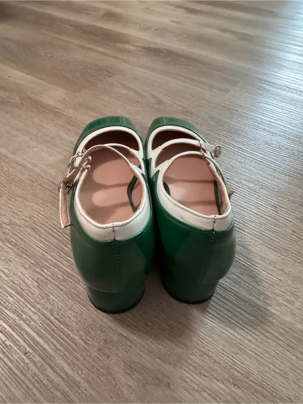Green White Patent Mary Jane Heeled Flats 41 - Image 5