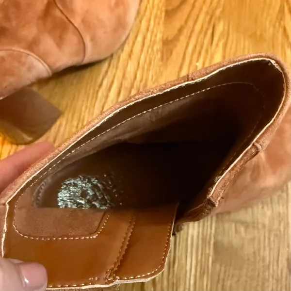Vince Camuto Womens 8 VC Envernia Brown Suede Leather Chunky Round Toe Booties - Image 7