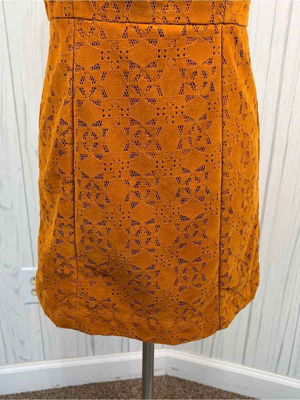 MAEVE | Anthropologie | Faux Suede Mini Dress Boho Laser Cut Detail, Sz 10 - Image 4