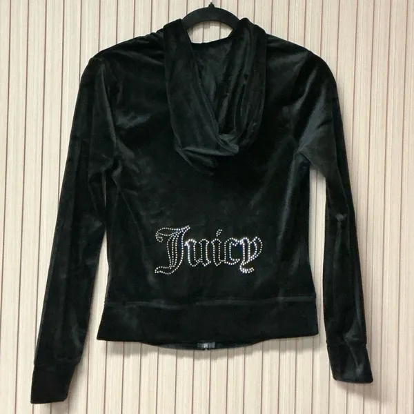 Juicy Couture Women's Velour Jacket Medium NWT Black Y2K Rhinestone - Image 4