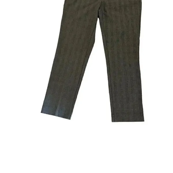 Zara Basic Gray Plaid Ruffle Pockets High Waist Straight Leg Pants SZ S #2010 - Image 3