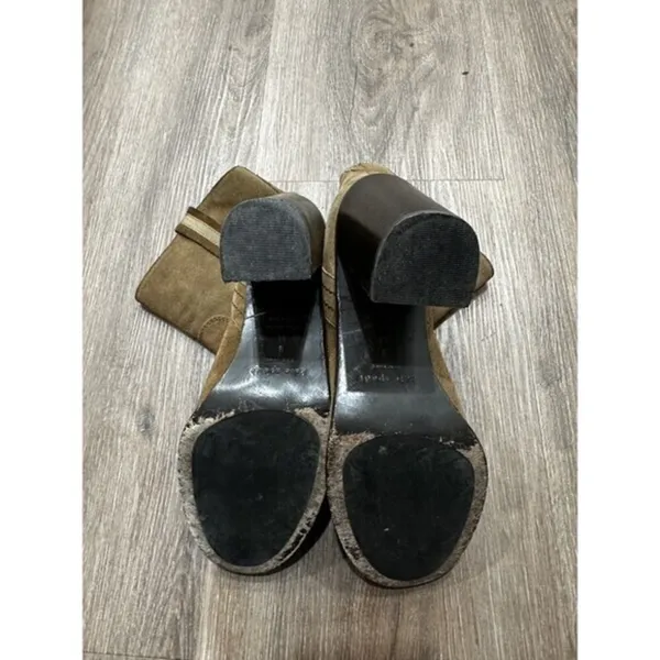 KATE SPADE New York BAISE bootie SIZE 9 M Block Heel Suede Leather Tobacco Brown - Image 8