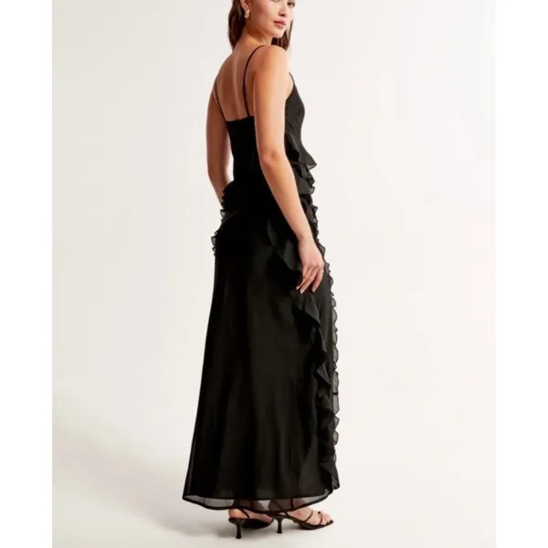 Abercrombie & Fitch Black Ruffle Maxi Dress Size S - Image 6