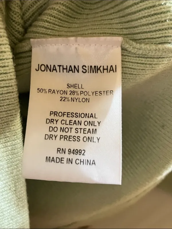 Jonathan Simkhai Structured Shoulder Pistachio Green Sweater Medium - Image 4