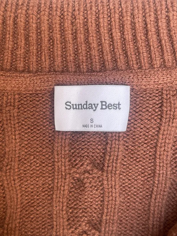 Aritzia Sunday Best Cable Knit Cropped Sweater Brown Luxury Capsule Wardrobe S - Image 4