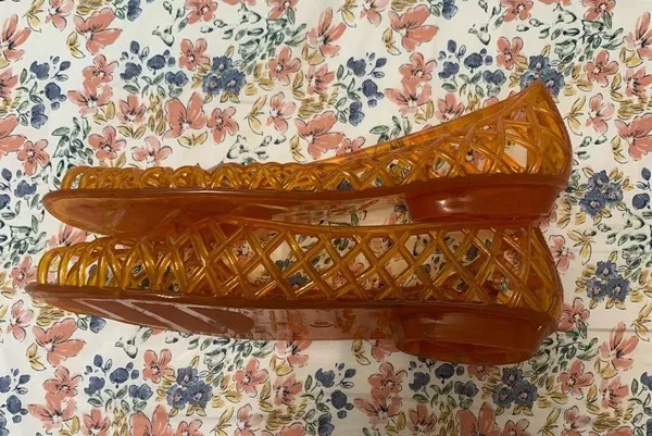 American apparel Los Angeles Apparel lattice flat jelly sandals orange footwear - Image 3