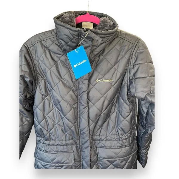 NWTS Women's Columbia Copper Crest Quilted Novelty Jacket Small Black Fleece‎ - Image 2