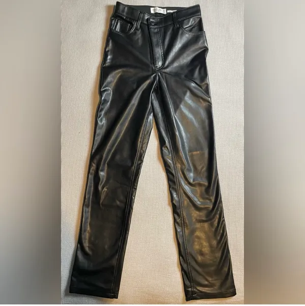Abercrombie cross waist faux leather pants - Image 6