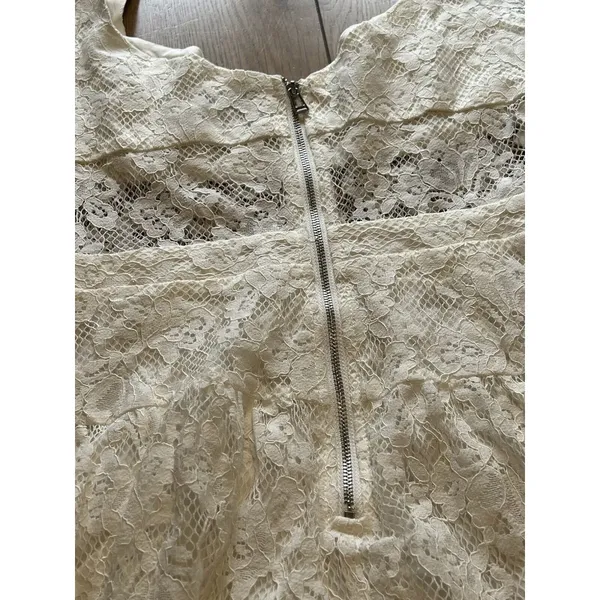 Hello Molly Lace Strapless Puffy Shoulder Ruffle Mini‎ Dress Size M US 6 Peasant - Image 10
