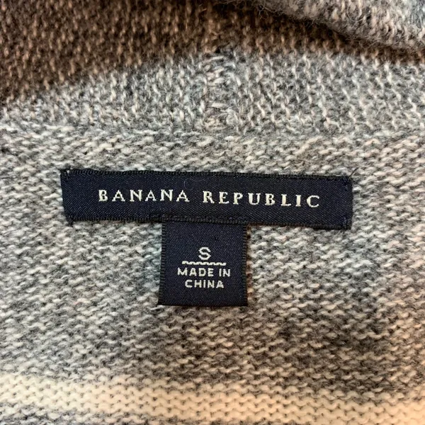 Banana Republic Womens‎ Striped Cardigan Sweater Size S Wool Blend Gray White - Image 3