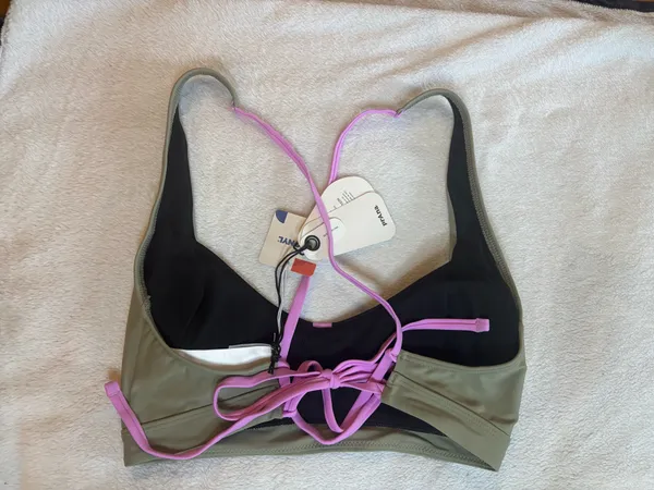 Prana Tulum Top Black Color Block Green Lilac Bikini Summer Pool Vacation Medium - Image 2