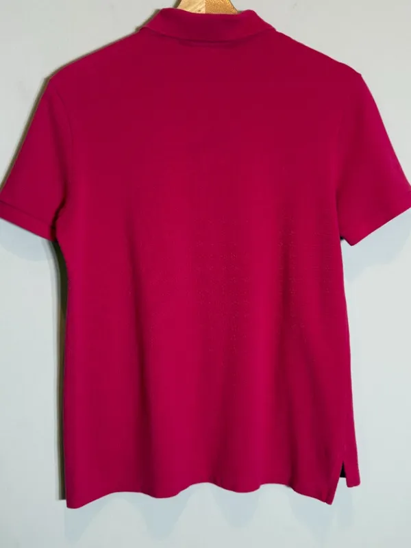 Lacoste Classic Fit Short Sleeve Polo Shirt Womens 40 Medium Fuchsia Pink Preppy - Image 10