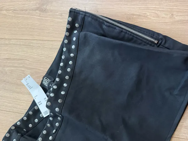 New bought for $79 Black studded BDG mini skirt with silver studs along the side, size S #punk #edgy - Image 3