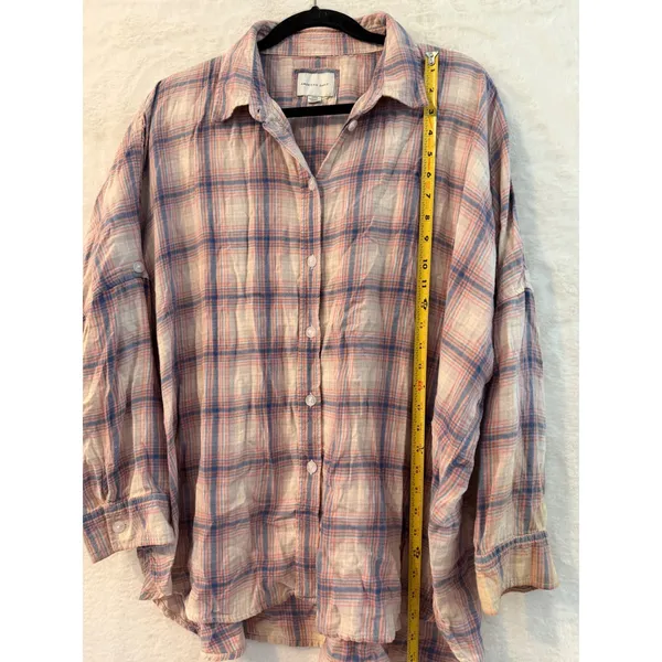 American Eagle Plaid Button Down Shirt Womens Small Oversized Roll Tab - Image 5